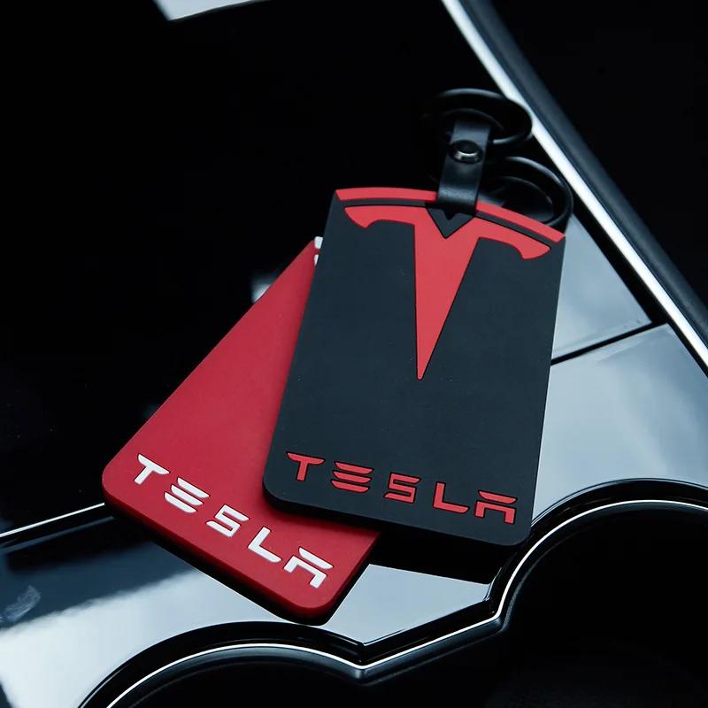 CGYJL1 3D Design Highlight Key Card Holder Silicone Protector Cover Keychain for Tesla Model 3 Model Y Accessories