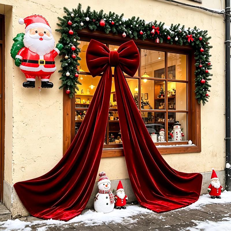Christmas Large Red Bow Ornament Xmas Tree Hanging Decor Shop Window Holiday Decoration