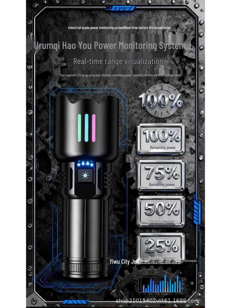 High-Power Telescopic Aluminum Flashlight - Outdoor, Long Battery Life, High Lumen