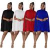 Women's Solid Color Batwing Sleeve Loose Chiffon Dress