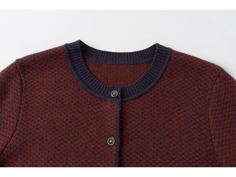 Women's Plus Size Red Wool Cardigan - Autumn/Winter Thick Knit Sweater Coat