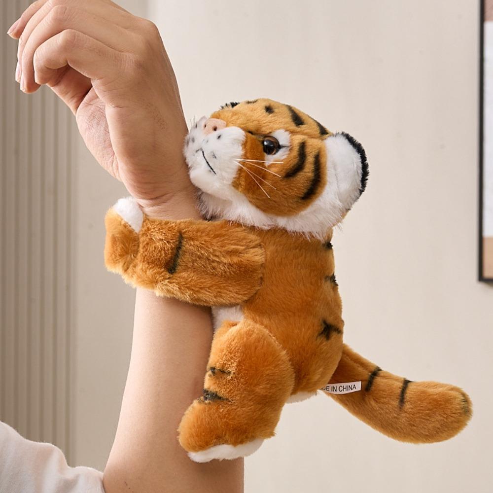 

Forest Animal Slap Snap Wrap Rabbit Leopard Plush Hand Ring Animal Slapping Wristband Kids Toys Yellow Tiger