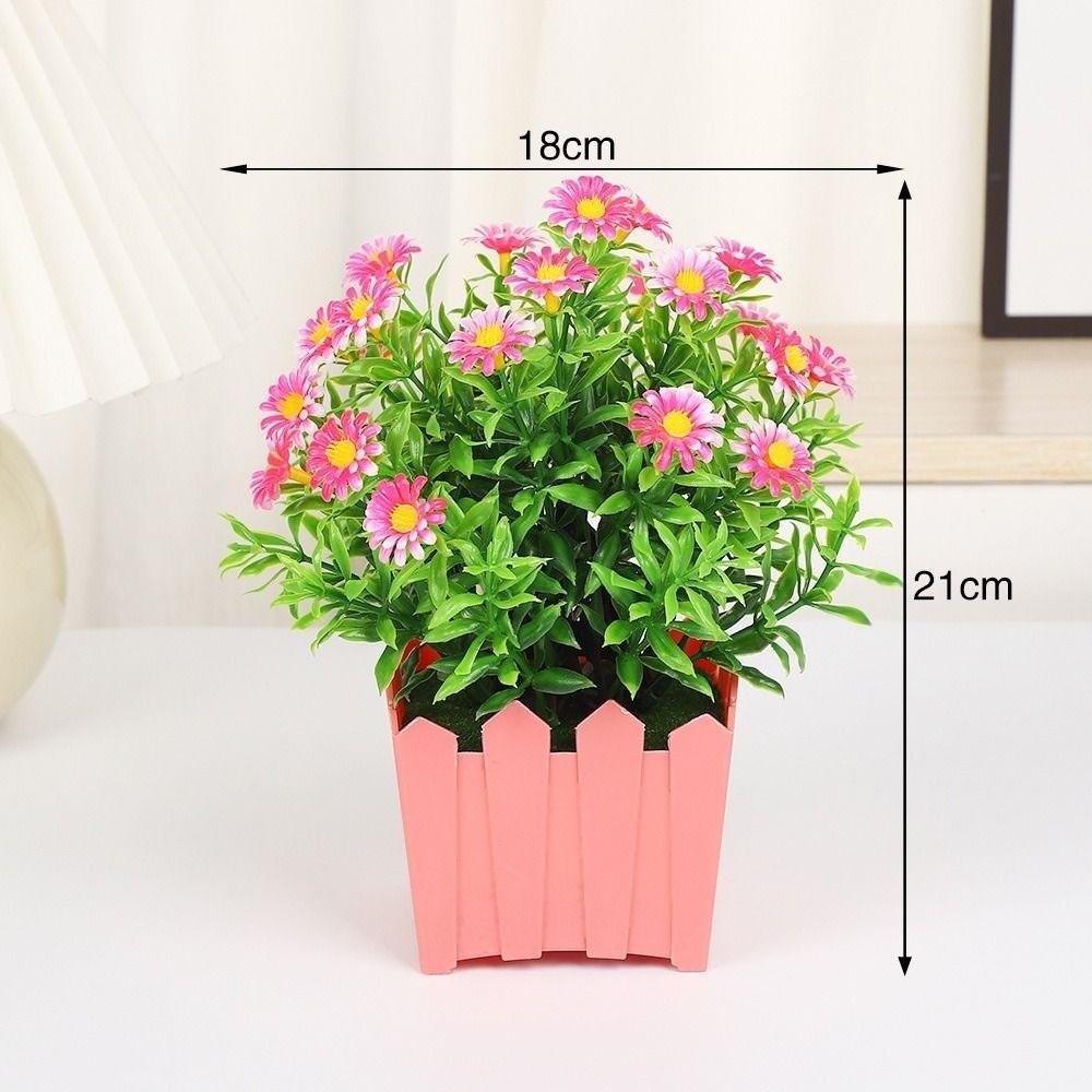 High Quality Plastic Artificial Daisy Fence Small Sunflower 18*21cm 5 Colors Fake Flower Potted Fence Flower Set Home Decor