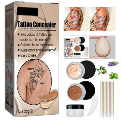 Corretivo de tatuagem à prova d'água, maquiagem, base para pele, cicatriz, vitiligo, manchas escuras, arte corporal, cobertura, prevenção de aderência
