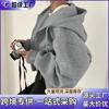 Womens Zip-Up Hooded Long Sleeve Oversized Casual Sweatshirt In Solid Colors Streetwear Style