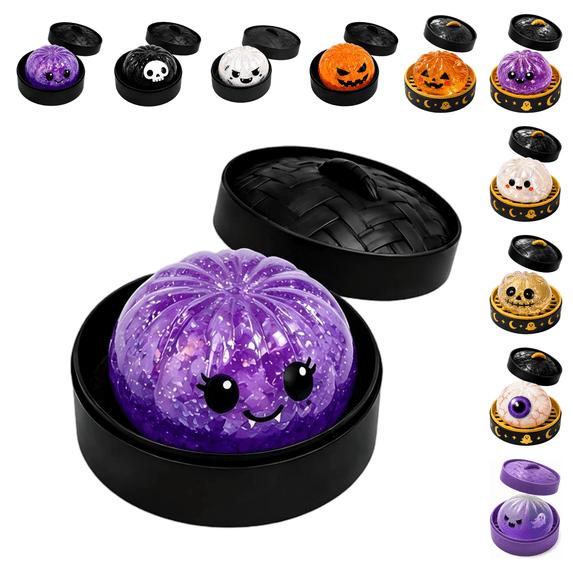 Halloween Ghost Dumpling Squishy, Dumplings Squishies with Steamer Stress Balls, Elastic Stretch Fidget Sensory Toy,1PCS