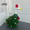 Holiday Porch Goose Clothes Christmas Outfit Santa Dress with Plush Scarf And Festive Gosling Statue Hat Apparel Winter Costume for Outdoor