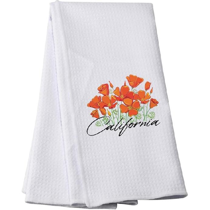 PWHAOO Poppy Kitchen Towel California Kitchen Towel California State Gift n Poppy Gift (C-alifornia T) California T