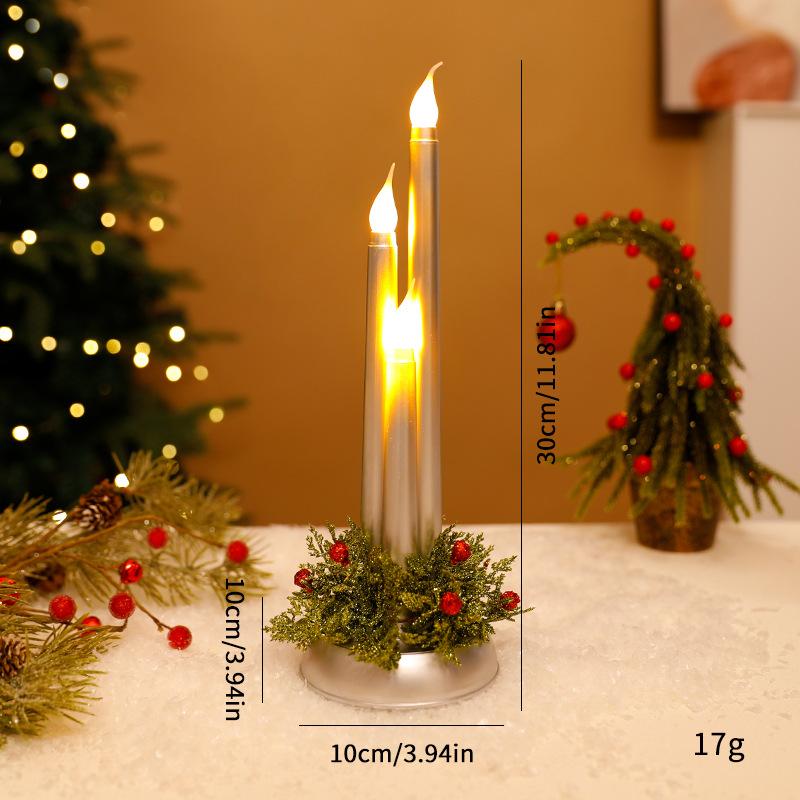 Battery Operated Flameless Led Candles , Christmas Props, Smooth Long Candles, Christmas Decorations, Atmosphere Ornament