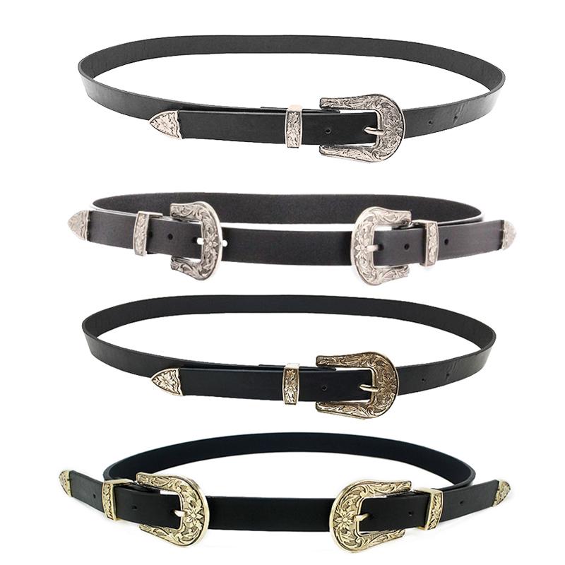 Women Fashion Metal Waistband Waist Style Belt Double Buckle Female Belt Female Style Belt