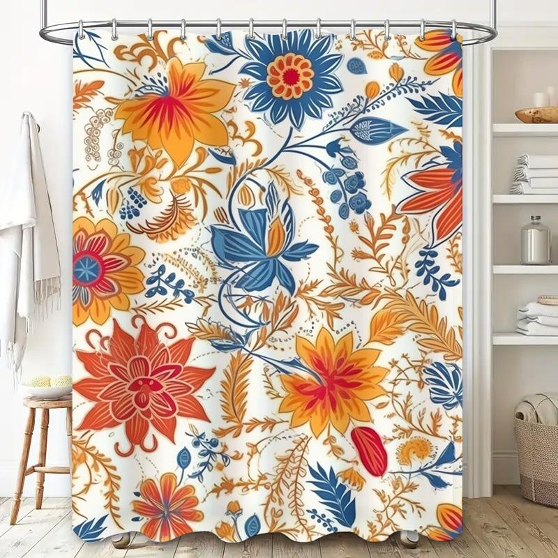 Colorful Floral Shower Curtain Luxury Bathroom Decor with Vivid Patterns for Home Decoration In Various Sizes