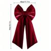 Large Burgundy Velvet Bowknot Christmas Ornament, Bow Pendant Hanging Decoration, DIY Xmas Tree Home Party Decor