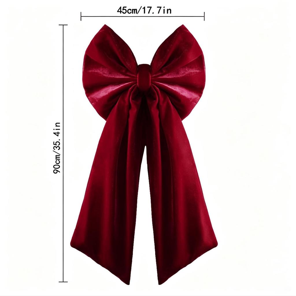 Large Burgundy Velvet Bowknot Christmas Ornament, Bow Pendant Hanging Decoration, DIY Xmas Tree Home Party Decor