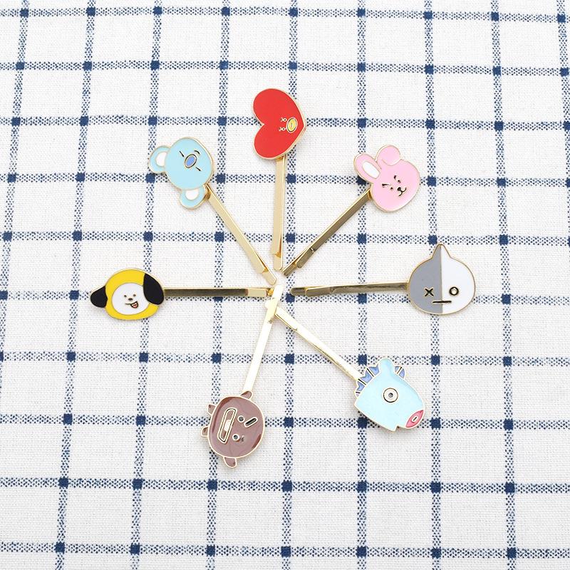 Kpop BT21 BTS Hair Clips Korean Stars Hairpin Girl Barrettes Hair