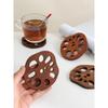 Black Walnut Lotus Root Slices Solid Wood Coaster Creative Mark Insulation Pad Anti Scalding Wooden Teacup Pad