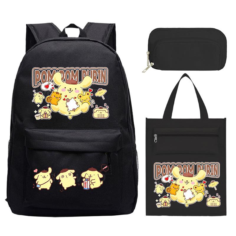 Pudding Dog Cartoon Children'S Schoolbag Three-Piece Set For Primary And Secondary School Students Versatile Backpack Tutoring Bag Pencil Case