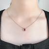 2026 Necklace European and American Temperament Red Zircon Oval Geometric Light Luxury Collarbone Chain Water Drop Pendant