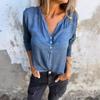 Autumn Casual V-neck Solid Color Long Sleeved Top for Women Blouses & Shirts