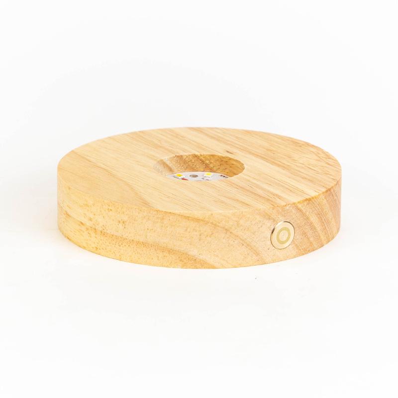 Rechargeable Luminous Night Light with Seven-Color Crystal Ball on Wood Base