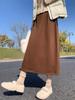 Woolen A-Line Umbrella Skirt for Women – Autumn/Winter 2025, Pear-Shaped Merade Color, Elegant Long Half Skirt