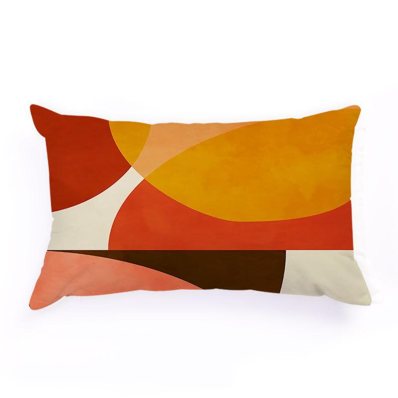 Flannel Rectangle Bedside Throw  Pillow  Case, Creative Bright Color Geometric Abstraction Pattern,