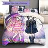 Anime-Muster Bettwäsche Steppbettdecke Set Bettbezug Kissenbezug Heimdekoration Geburtstagsgeschenk (1 Bettbezug + 2 Kissenbezüge, ohne Füllung)