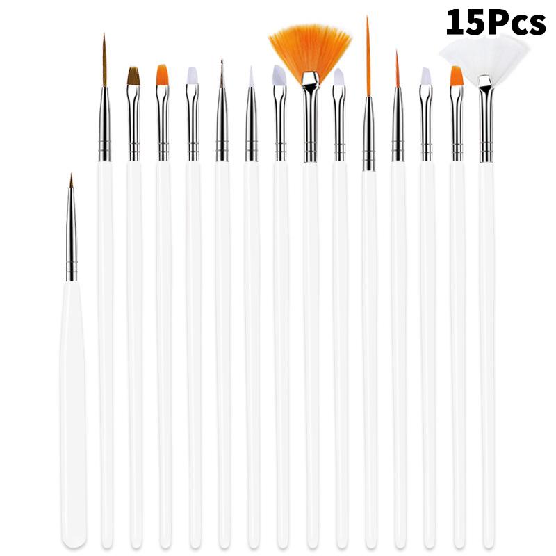 15Pcs Nail Art Pen Brushes Set Multifunctional Line Stripes Carving Brush Diy Drawing Pen Uv Gel Brushes Painting Manicure Tool