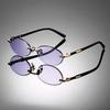 1pc Vintage Oval Rimless Glasses Multicolor Ocean Lens Fashion Unisex Eyewear