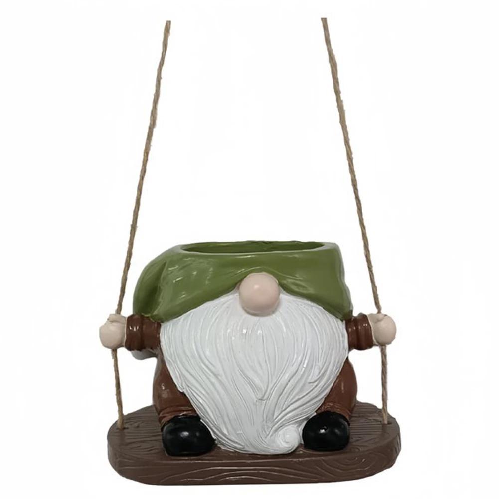 

Качающийся Гном Кашпо Смола Милые Горшки для Растений Суккулентов Креативный Контейнер для Цветов Гном для Комнатных и Уличных Растений зелёный