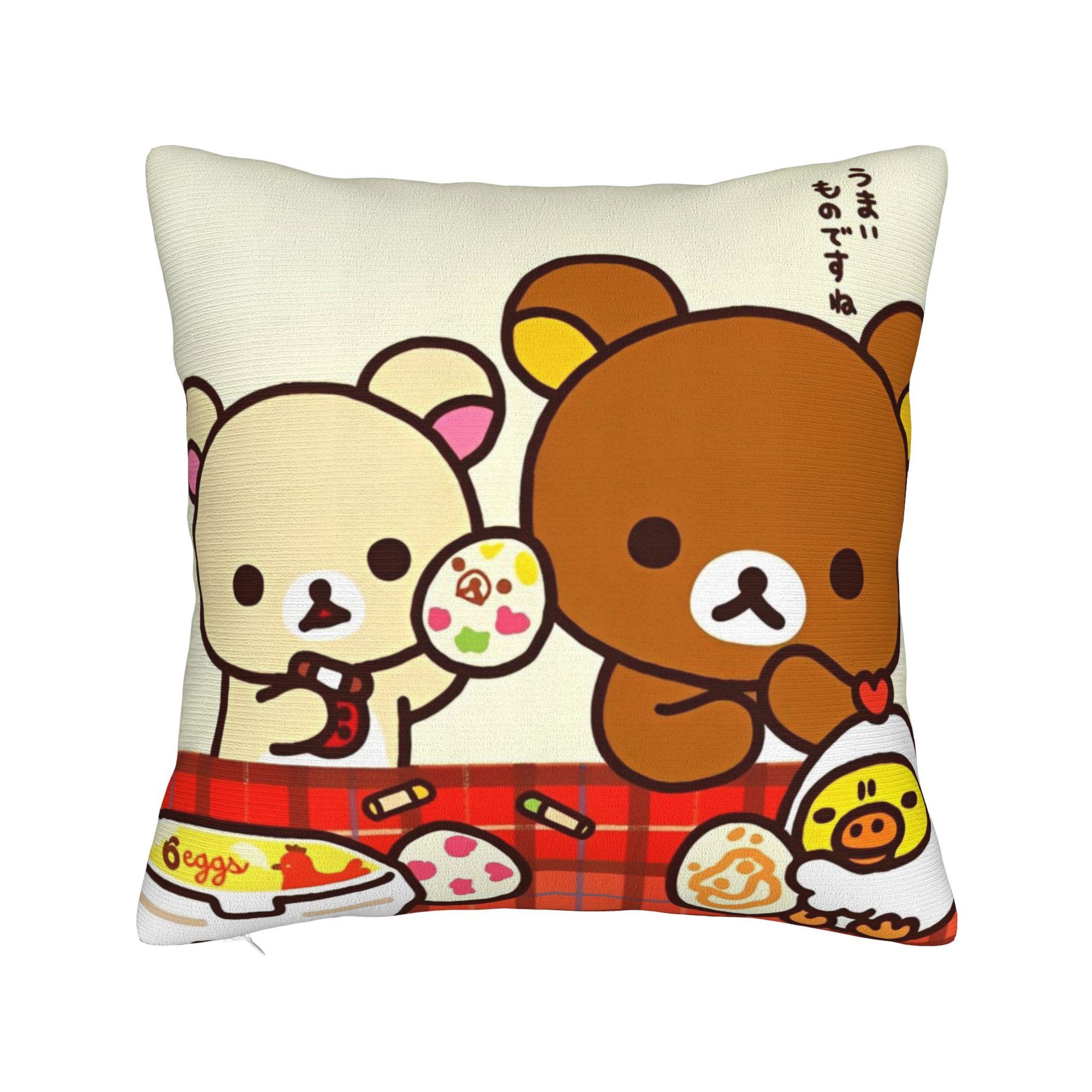

Rilakkumas Cartoon Strawberry Throw Pillow Cover Polyester Cushions for Sofa Novelty Pillowcase 30x30cm 12x12in