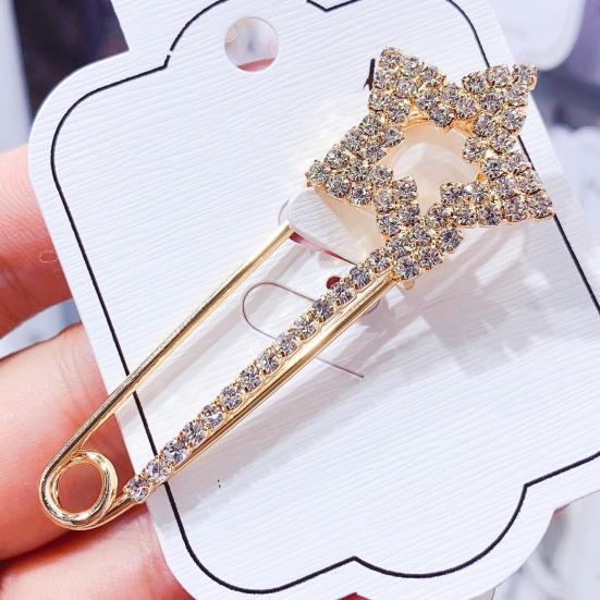Safety Pin Brooch for Women Rhinestone Decorative Shawl Sweater Clip Alloy Safety Pins for Dress Shirt Cardigan