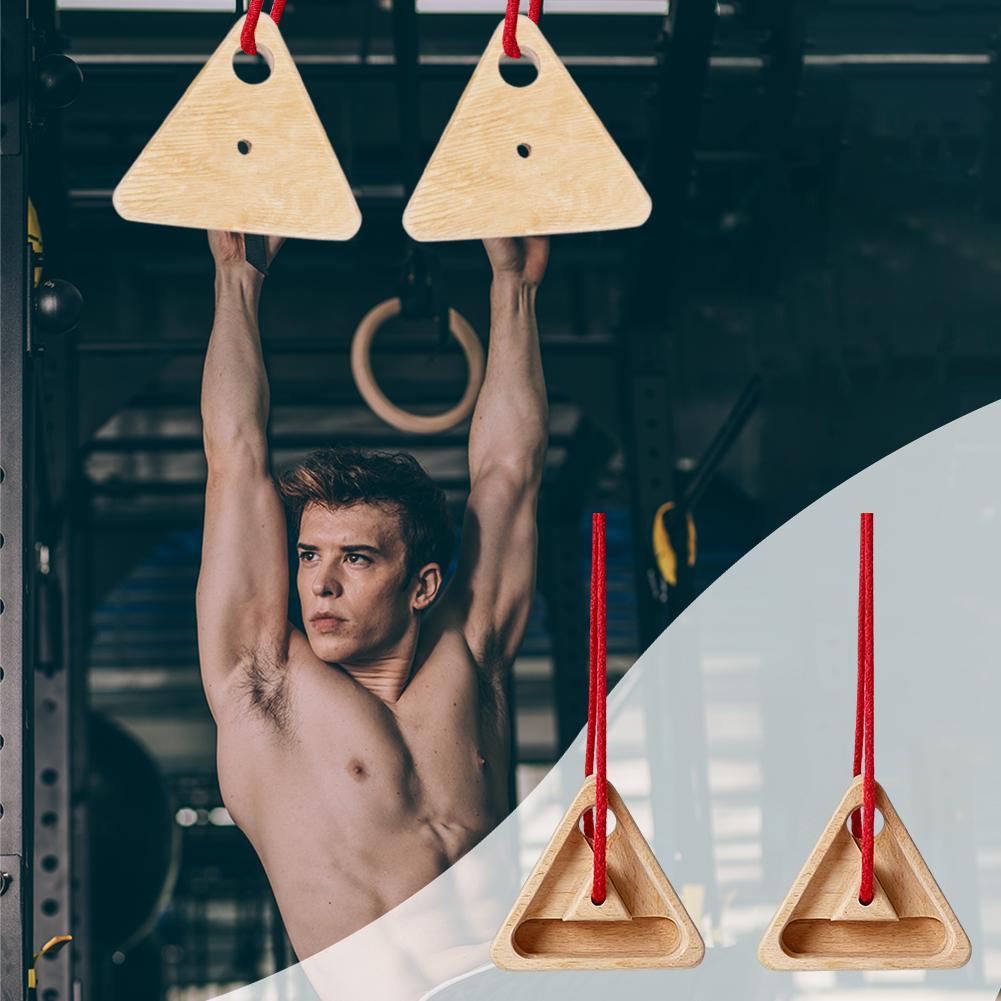 2PCS Wooden Climbing Triangle Fingerboard Multifunctional Simulated Rock Climb Finger Strengthen Board Reusable Pull-Up Handle