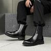 Martin Boots Men's Zipper British Leather Shoes Men's High Top Black Chelsea Boots 14648-J
