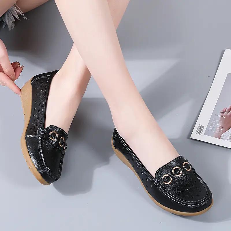 Women's Hollow Out Design Flat Shoes Casual & Breathable Slip On Shoes Women's Comfortable Shoes