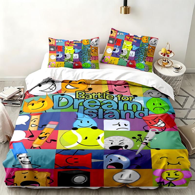 BFDI Characters 3pc Set Perfect for Bedroom Use Comfortable Bedding Set Includes a Duvet Cover and Two Pillowcases Ideal Birthday or Christmas Gift
