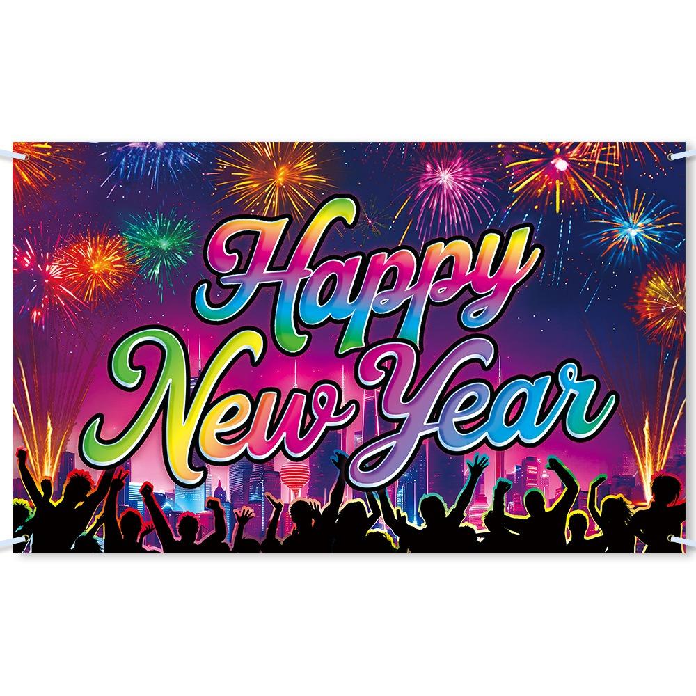 Cartoon Photo Background Banner Festive Happy New Year Decorations  Home Party Decor
