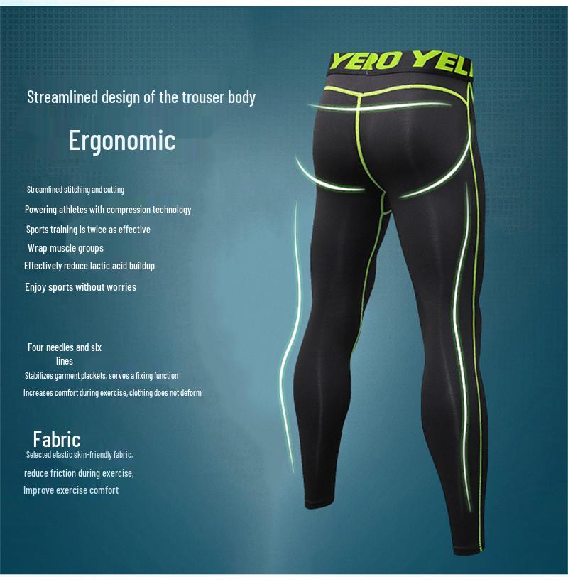 Men's Pro Sports Fitness Running Pants - Sweat-Wicking, Breathable, Quick-Drying, Elastic Tights