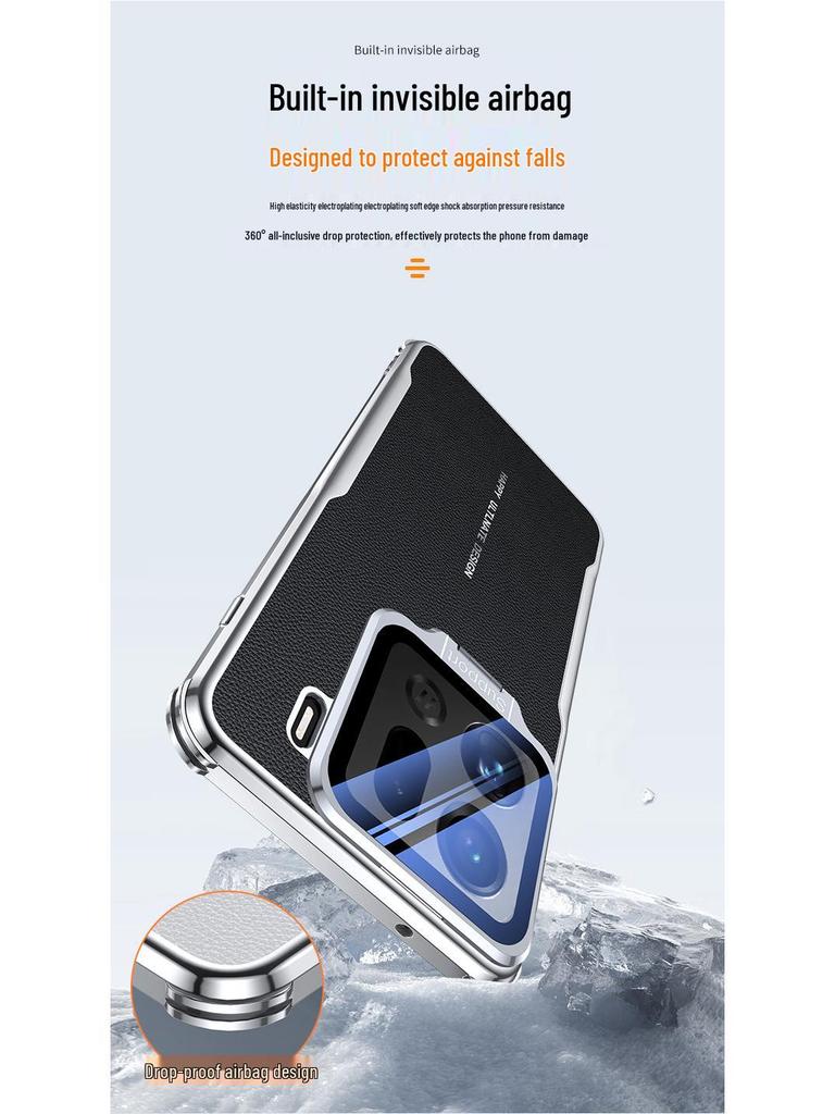 Cross-Border Oppo Find X9 Pro Leather Lens Bracket Airbag Case: High-End Protective Cover for Men & Women