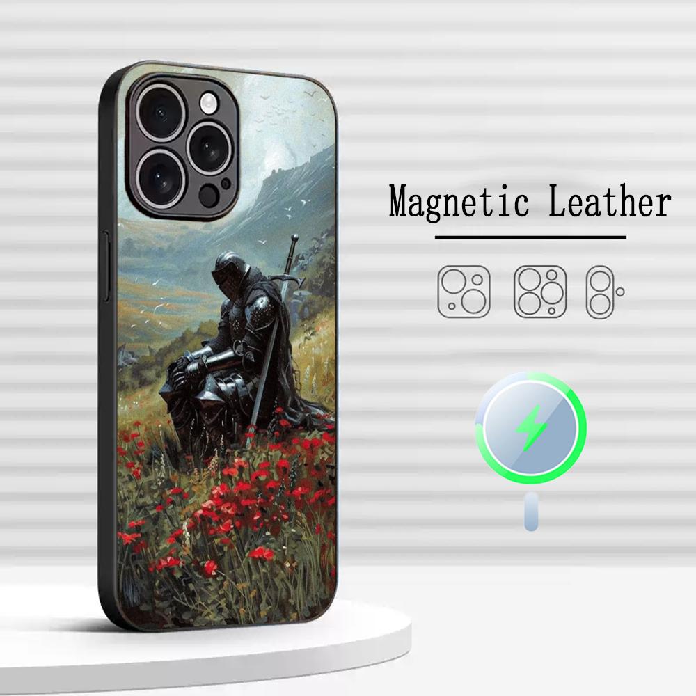 

Guard knight cool pattern design Phone Case For iPhone 16 15 14 13 12 11 Plus Pro Max High-end Luxury Magsafe Sheepskin iPhone 12 Pro