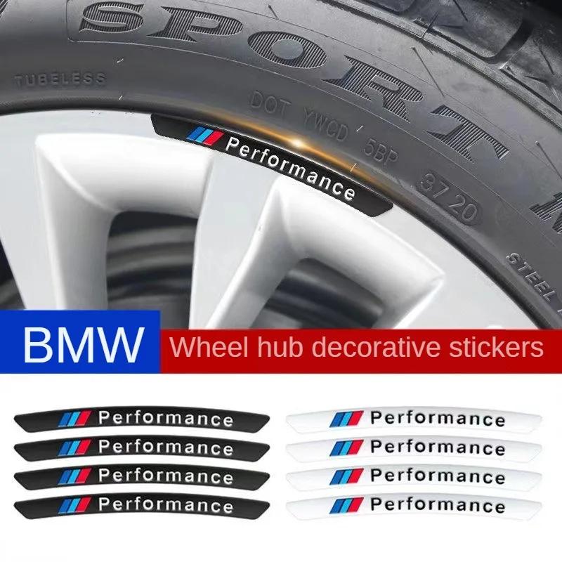 For BMW M Logo Performance F10 F31 E36 E39 E87 E90 G01 G20 G30 X3 X5 M3 M5 X2 X4 X6 4Pcs Car Wheel Hub Edge Sticker Emblem Badge