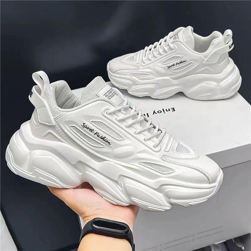 Summer new breathable mesh sports shoes men's trend versatile little white platform casual running shoes