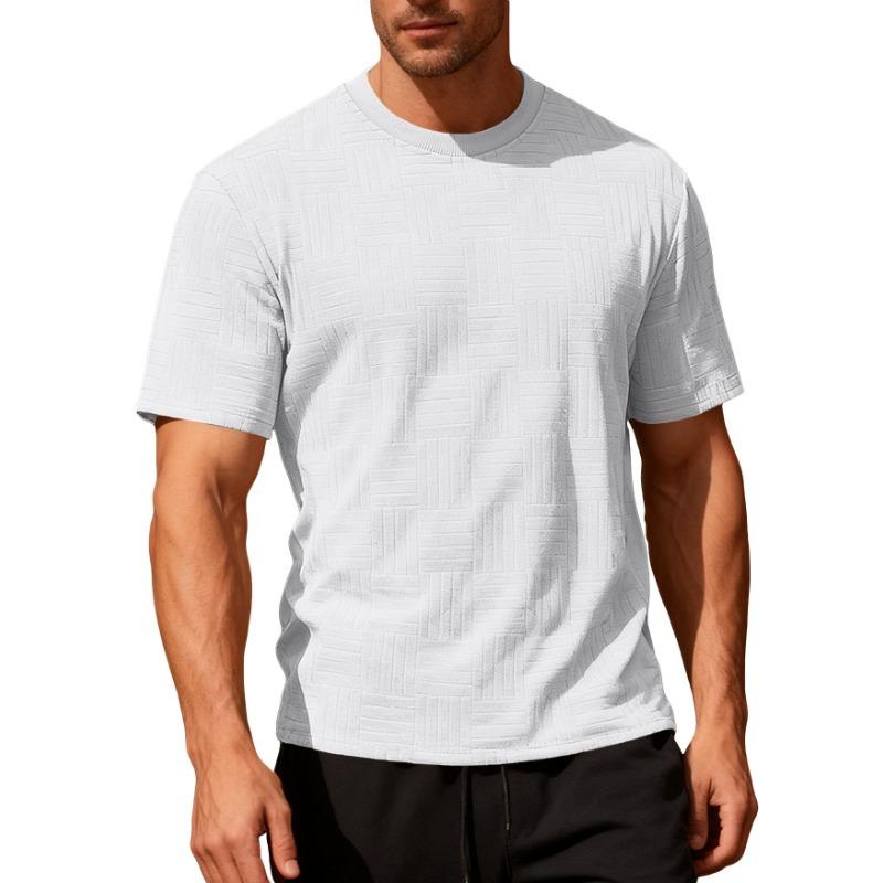 Men s summer new fashion sports casual loose breathable round neck men s short sleeves S белый