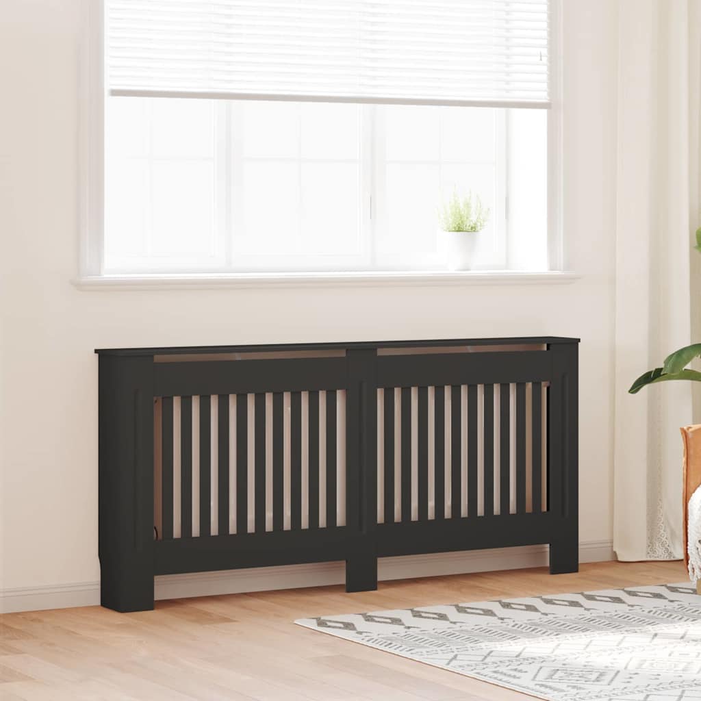 Radiator Cover 2 pcs Black 172 x 19 x 81.5 cm