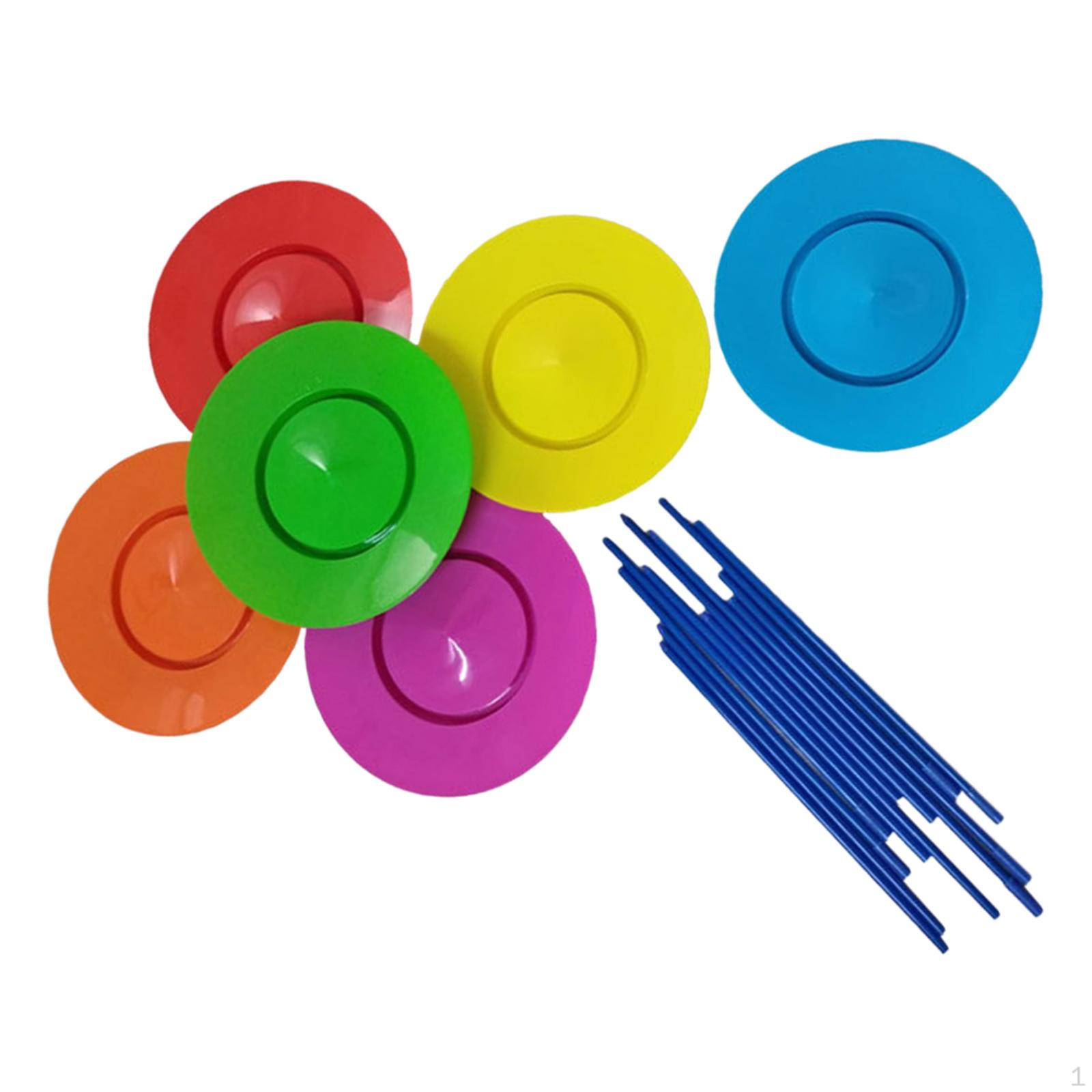 

6Pcs Juggling Set Game Motor Skill Coordination Rotating Plates with Sticks Turntable for