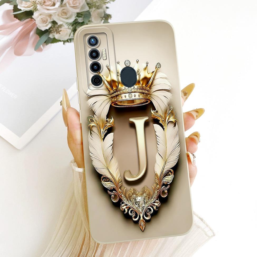 For Tecno Camon 17 CG6 CG6j Case For Techno Camon 17 Cover Luxury A-Z Letters 2D Painted Silicone Casing