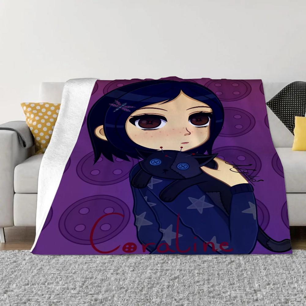 Coraline Fleece Blanket King Size Fluffy Soft Blankets & Throws Bed Throw Home Interior Microfiber Bedding Knitted Plaid Knee &