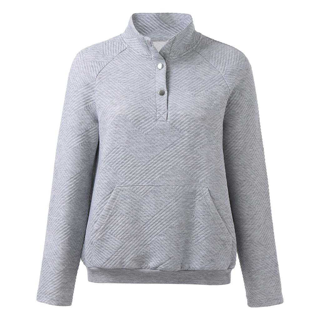 Jesienno-zimowa damska bluzka modna jednokolorowa bluzka z długim rękawem