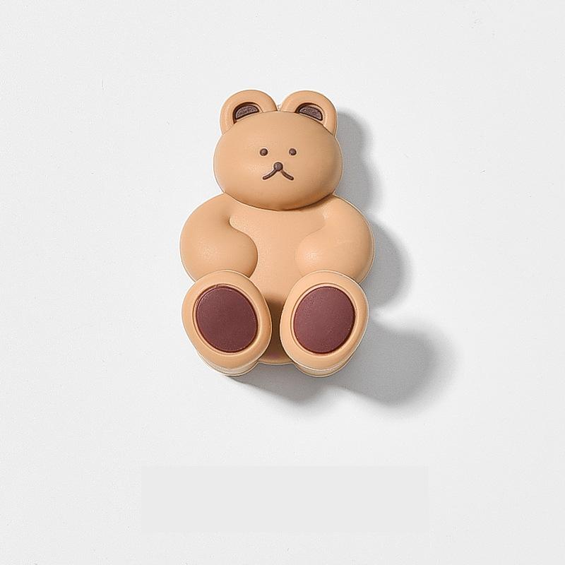 Roztomilá trojrozměrná medvědí silikonová přísavka Držák na zubní kartáček Perforace do koupelny zdarma Držák na zubní kartáček na zeď závěsný