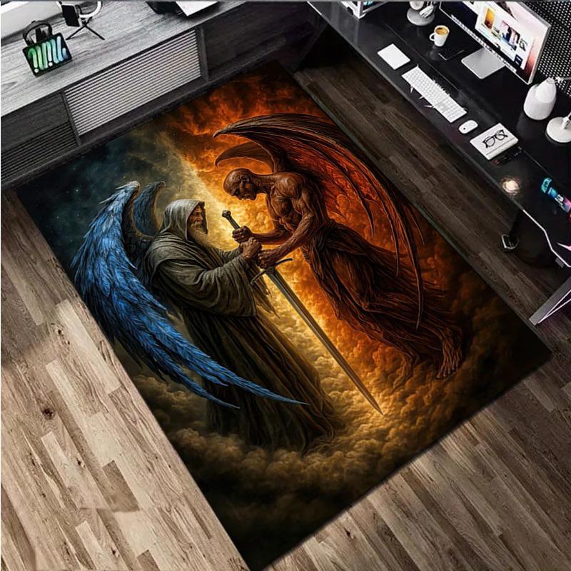 Angel and Demon Rug - Home carpet Office Decorative Carpet For Living Room Bedroom Door Mat Floor Rug Computer Chair Area Rug