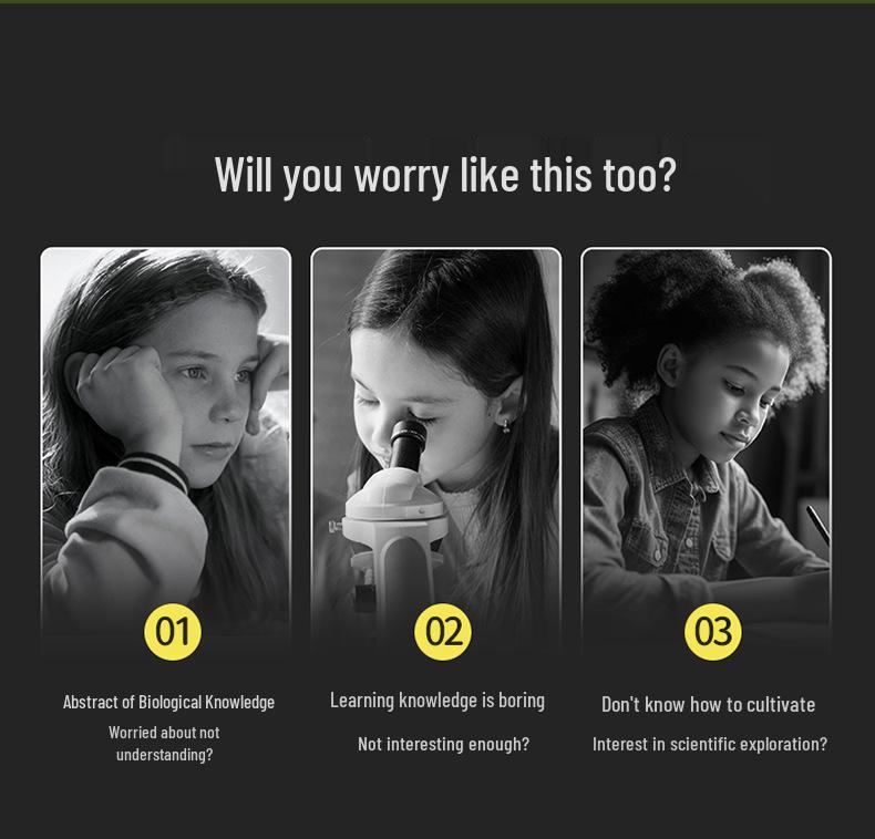 HD Kids' Microscope Science Kit with Specimens, 40-16000x Magnification, for Primary & Secondary Students.